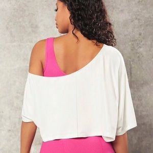 white shein off the shoulder cropped t, size xs/2